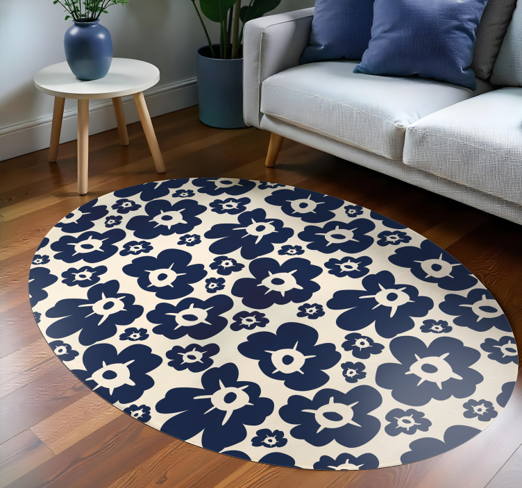 Tapis vinyle plantes coquelicot bleu foncé - TenStickers