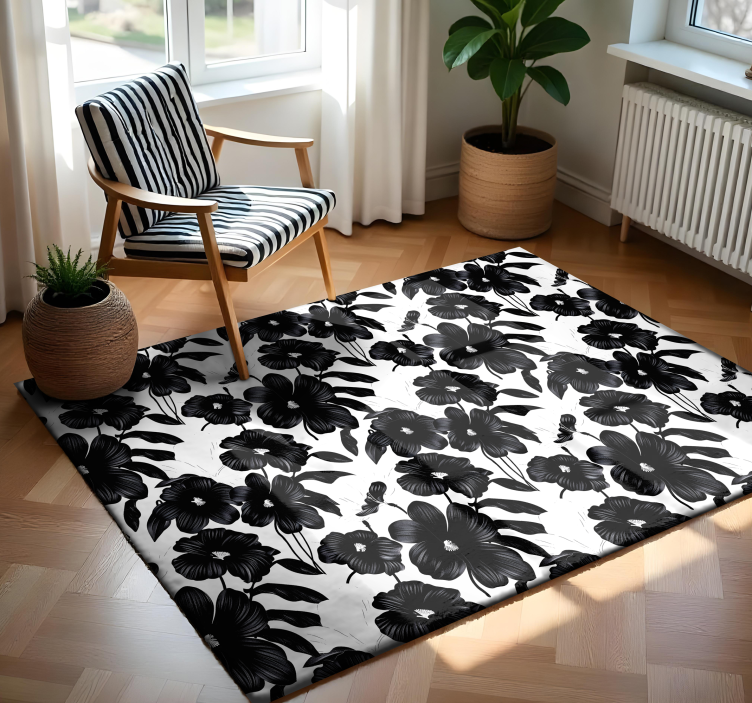Tapis vinyle plantes coquelicot noir - TenStickers