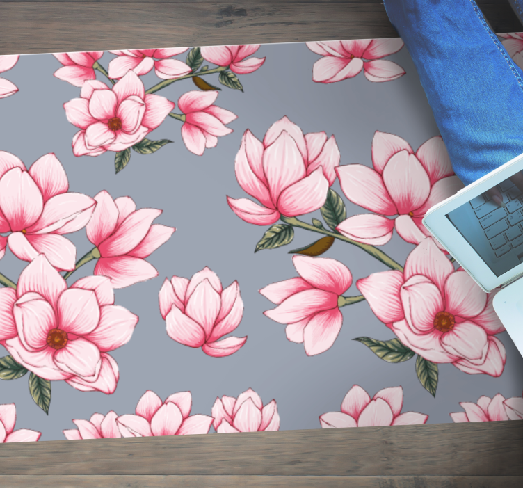 Tapis vinyle salon fleurs délicates - TenStickers