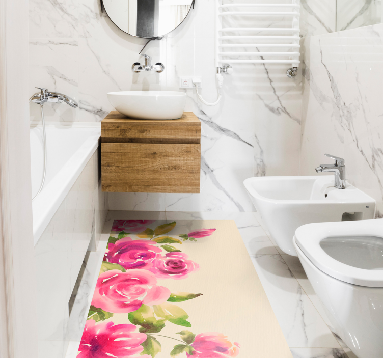 Tapis vinyle plantes design floral rose - TenStickers