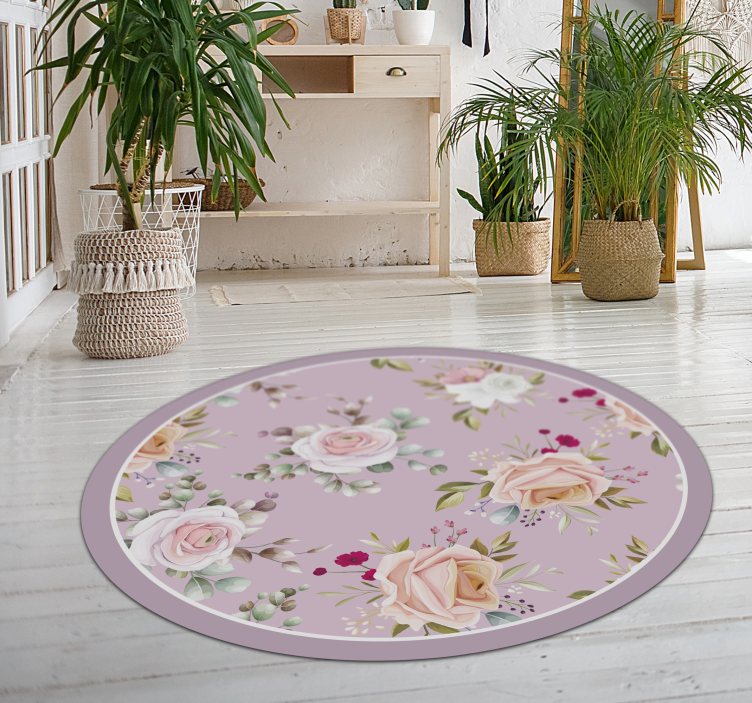 Tapis vinyle plantes élégance du cercle floral - TenStickers
