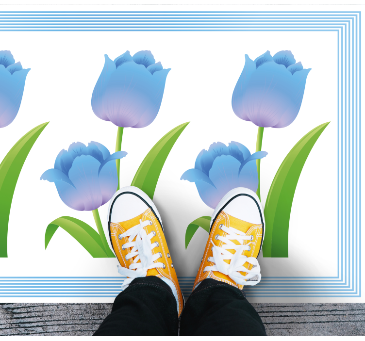 Tapis vinyle plantes exposition de tulipes bleues - TenStickers