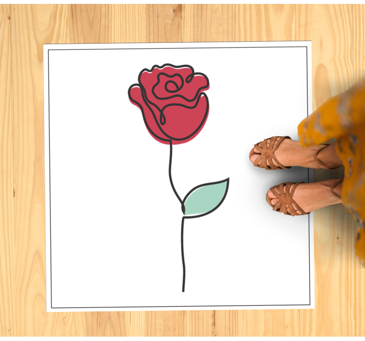Tapis vinyle plantes fleur de rose élégante - TenStickers