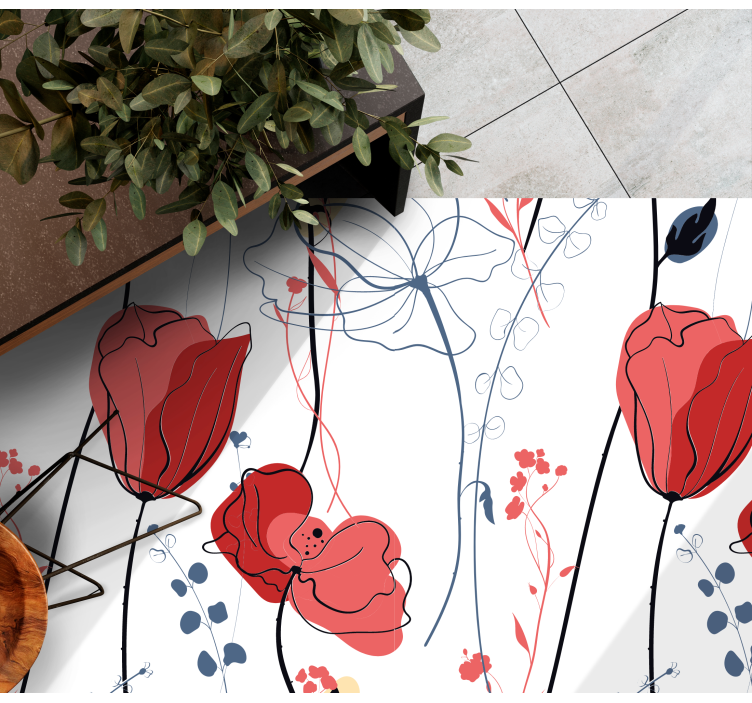 Tapis vinyle plantes grâce de la fleur cramoisie - TenStickers