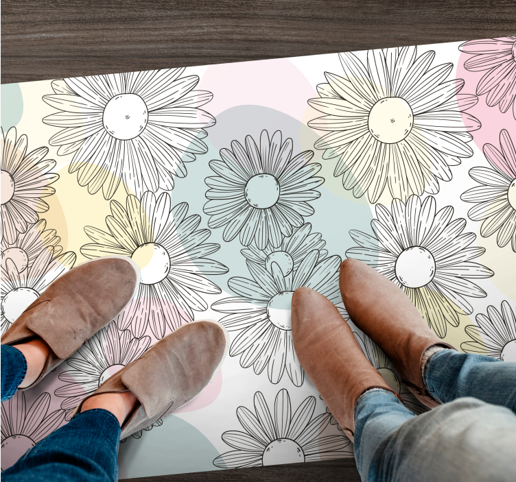 Tapis vinyle plantes motif de marguerite à l'aquarelle - TenStickers