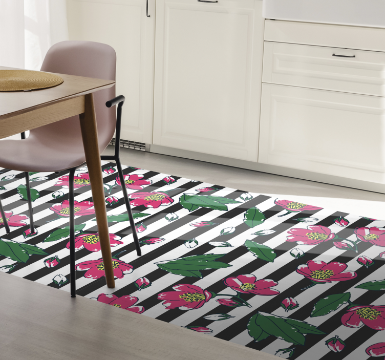 Tapis vinyle plantes motif à rayures florales - TenStickers