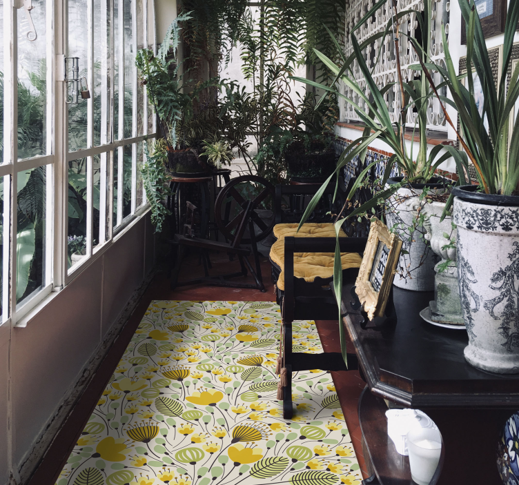 Tapis vinyle plantes motif botanique floral - TenStickers