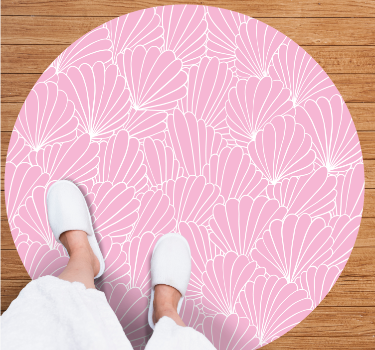 Tapis vinyle salle de bain motif coquillage rose - TenStickers