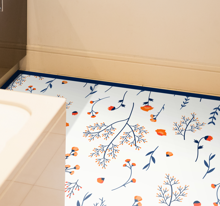 Tapis vinyle plantes motif de branches florales - TenStickers