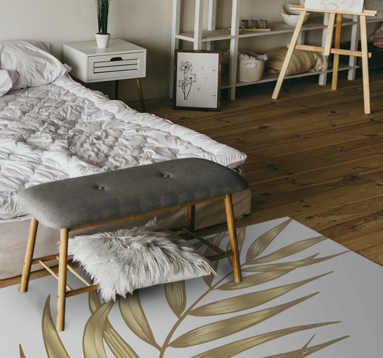 Tapis vinyle plantes motif de feuillage doré - TenStickers