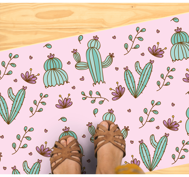 Tapis vinyle plantes motif floral de cactus - TenStickers