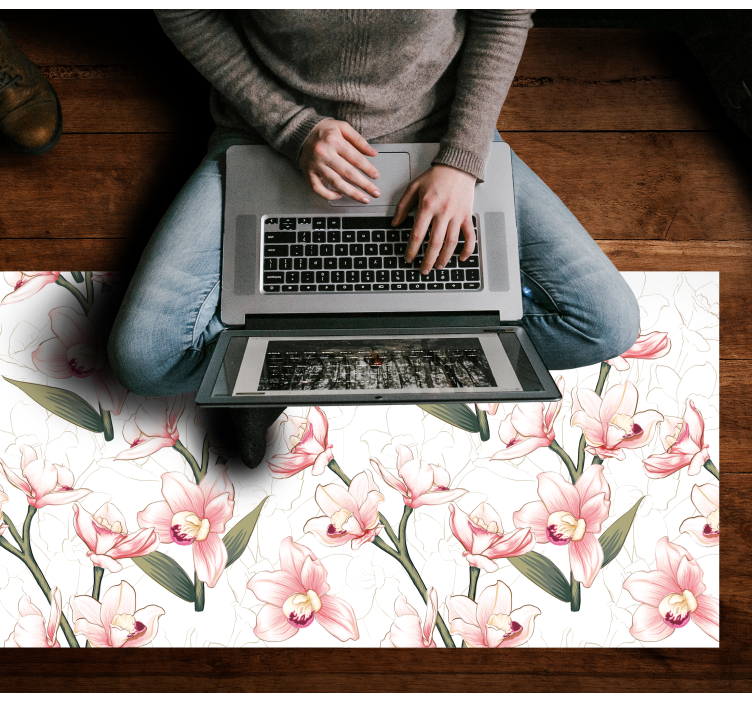 Tapis vinyle plantes motif floral délicat - TenStickers