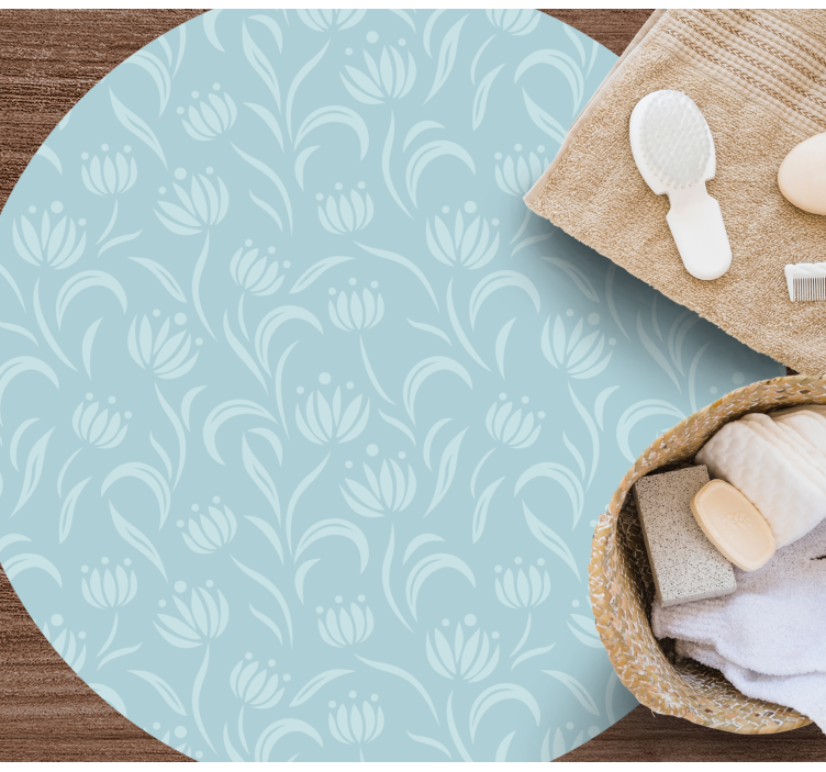 Tapis vinyle plantes motif bleu doux - TenStickers