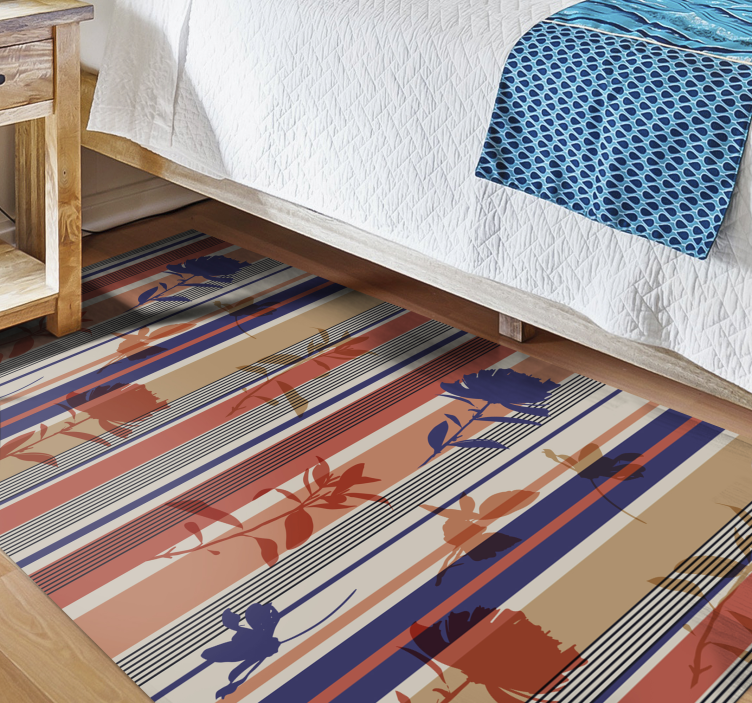 Tapis vinyle plantes motif floral rayé - TenStickers