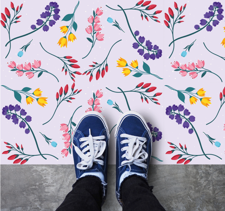 Tapis vinyle plantes motif subtil violet - TenStickers