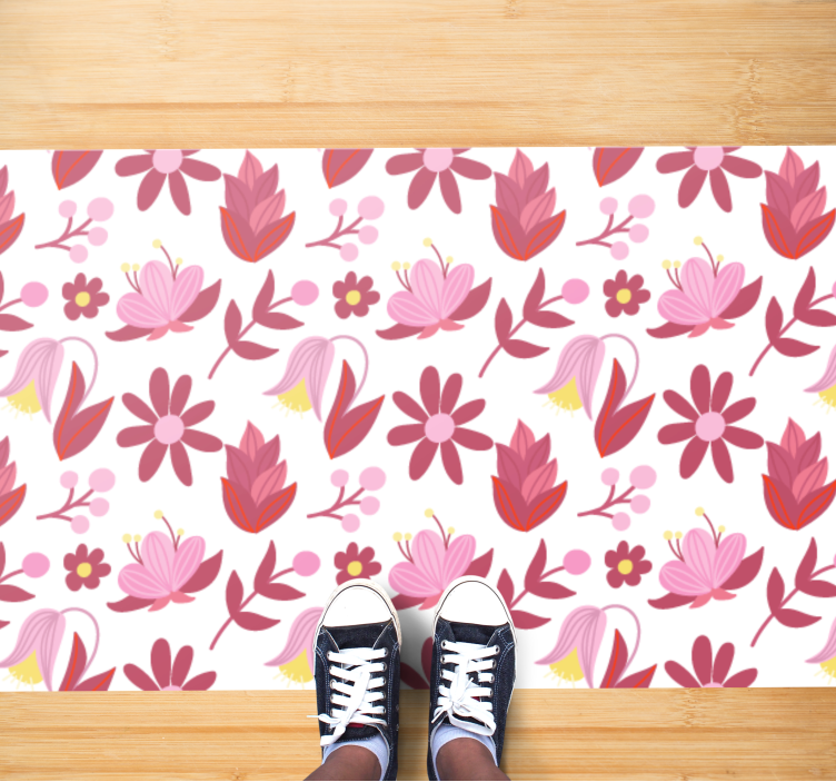 Tapis vinyle plantes motifs floraux fleurissent - TenStickers