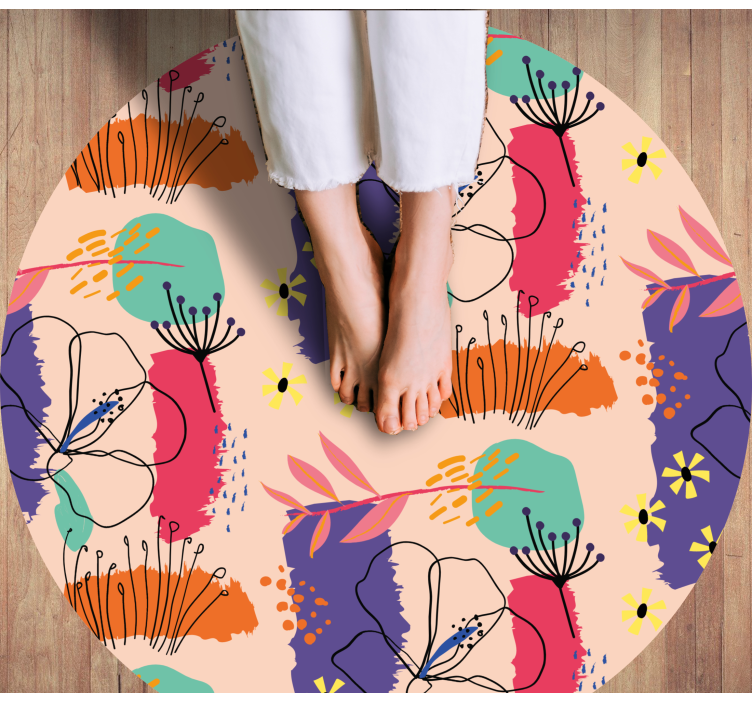 Tapis vinyle plantes motifs floraux lumineux - TenStickers