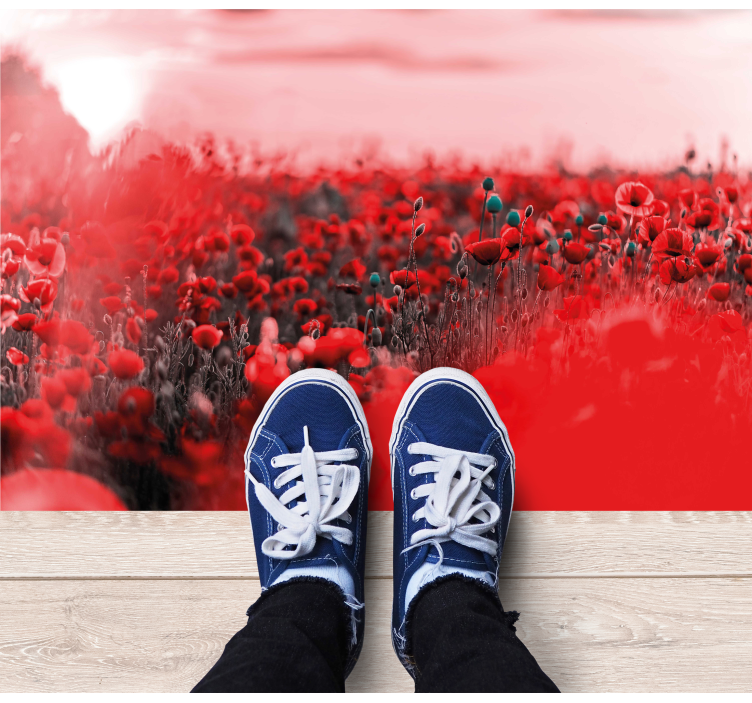 Tapis vinyle plantes scène florale rouge - TenStickers