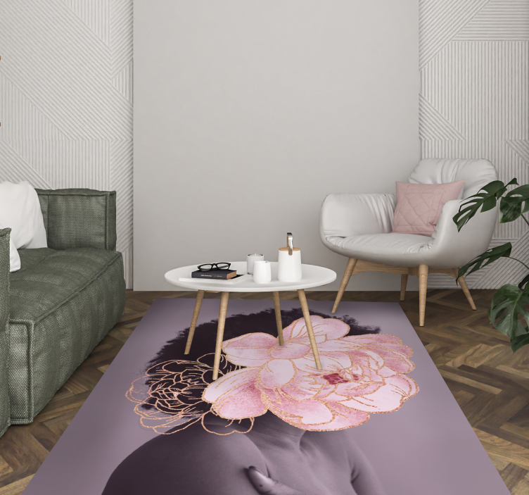 Tapis vinyle salon silhouette botanique gracieuse - TenStickers