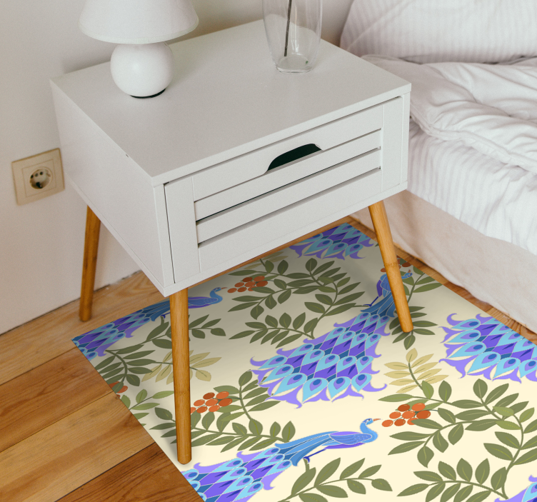 Tapis vinyle plantes thème paon floral - TenStickers