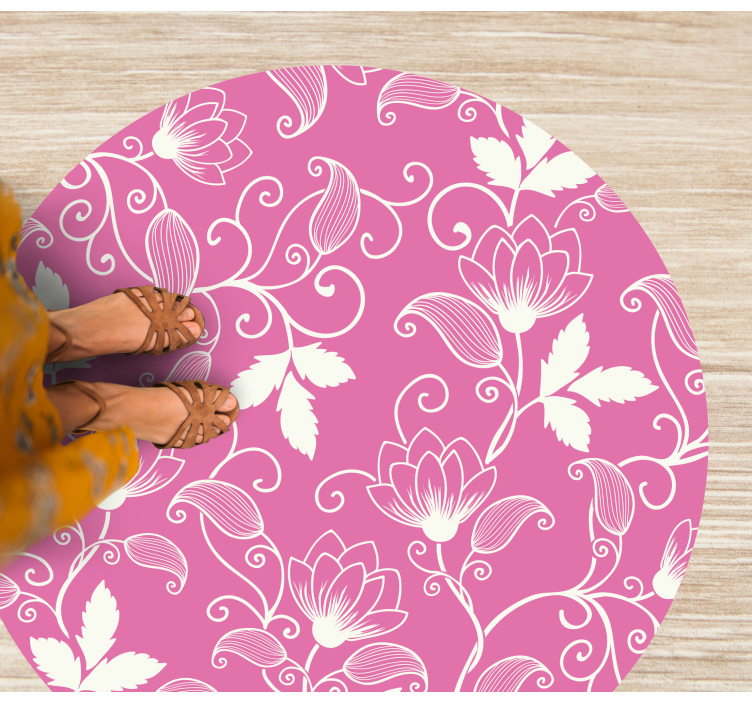 Tapis vinyle plantes tourbillons floraux roses - TenStickers