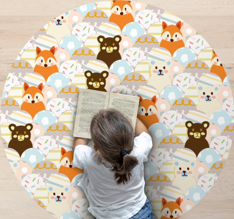 Tapis vinyle bébé adorable motif animalier - TenStickers