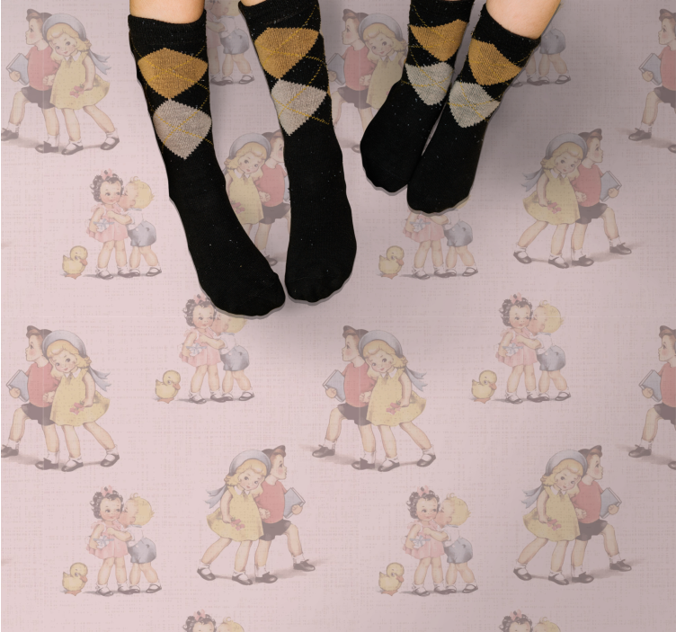 Tapis vinyle pour enfants amis rétro et ludiques - TenStickers