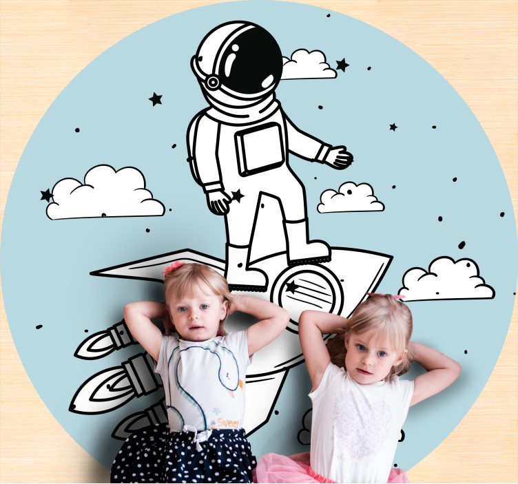 Tapis vinyle pour enfants aventure de fusée d'astronaute - TenStickers
