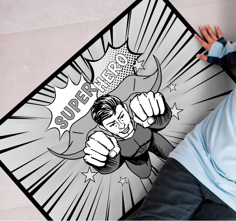 Tapis vinyle pour enfants graphique de super-héros dynamique - TenStickers