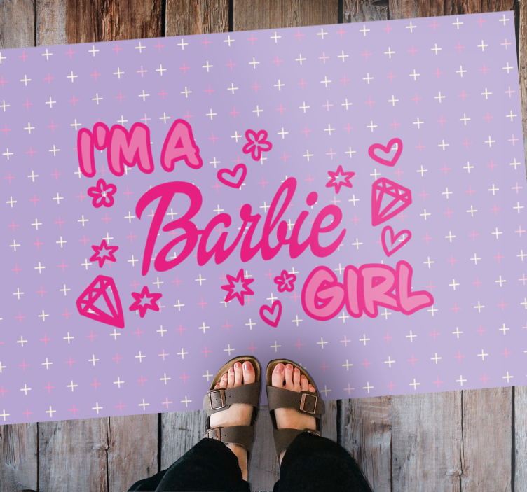Tapis vinyle pour enfants je suis une barbie - TenStickers