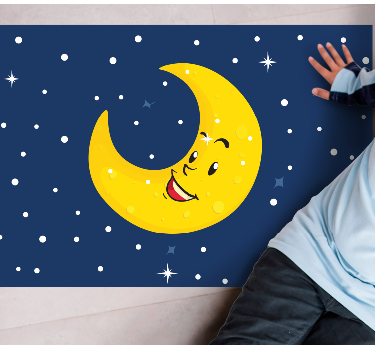 Tapis vinyle bébé lune heureuse souriante - TenStickers