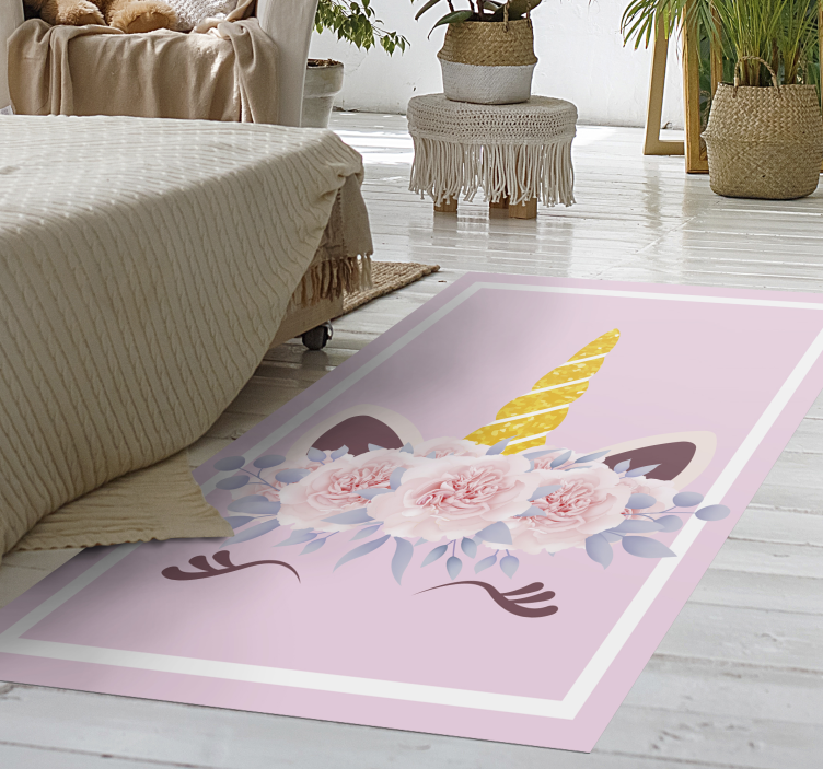 Tapis vinyle pour enfants magie florale de la licorne - TenStickers