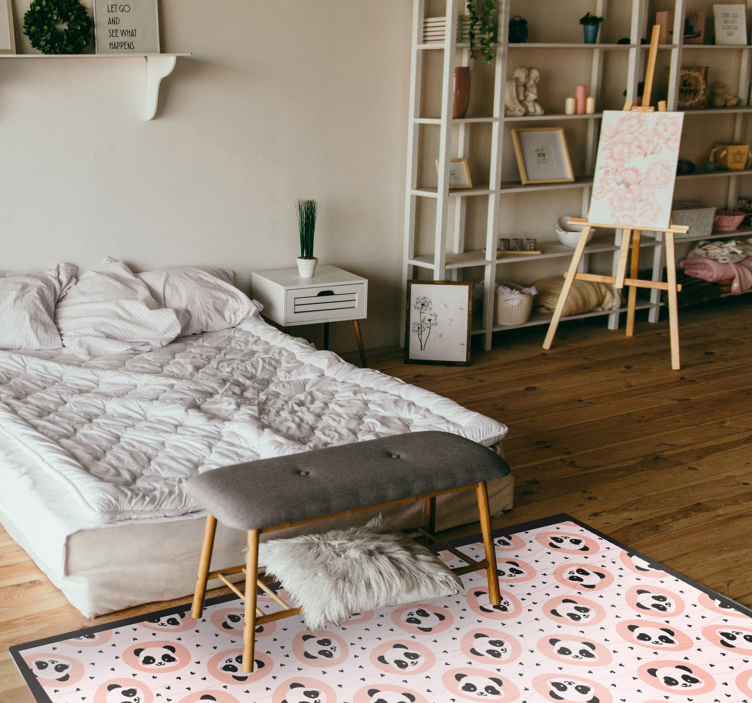 Tapis vinyle animal visages de bébé panda - TenStickers
