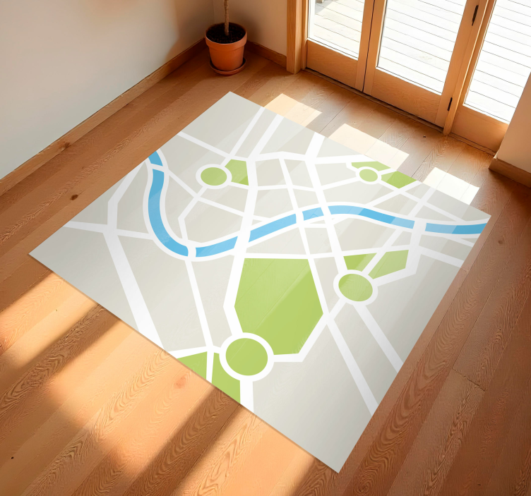 Tapis vinyle pour enfants plan de la ville aire de jeux - TenStickers