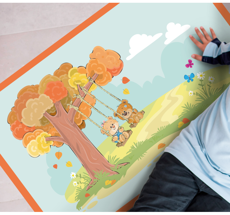 Tapis vinyle pour enfants bébés ours sur des balançoires - TenStickers