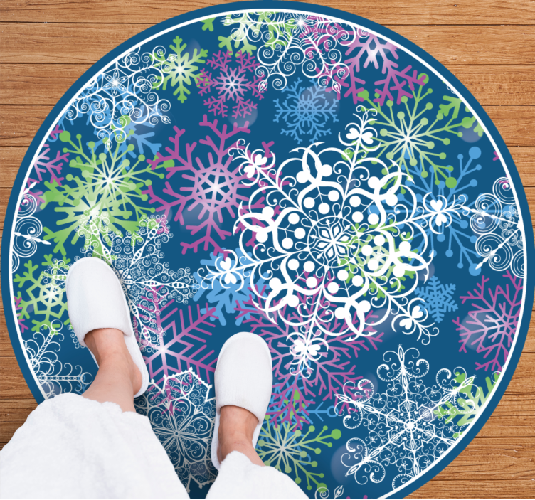 Tapis vinyle noël motif de flocon de neige coloré - TenStickers