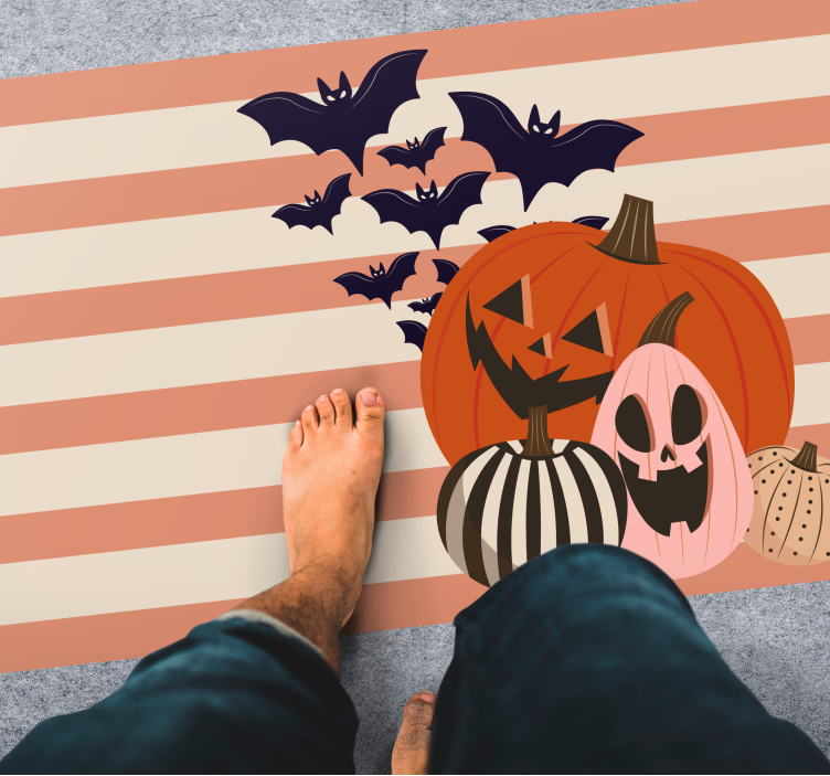 Tapis vinyle pour halloween trio de citrouilles - TenStickers