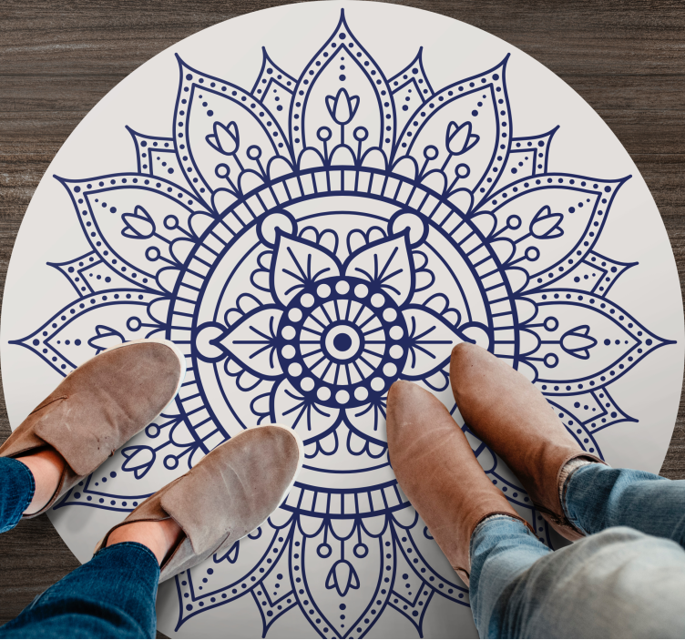 Tapis vinyle salon décoration de sol en mandala circulaire - TenStickers