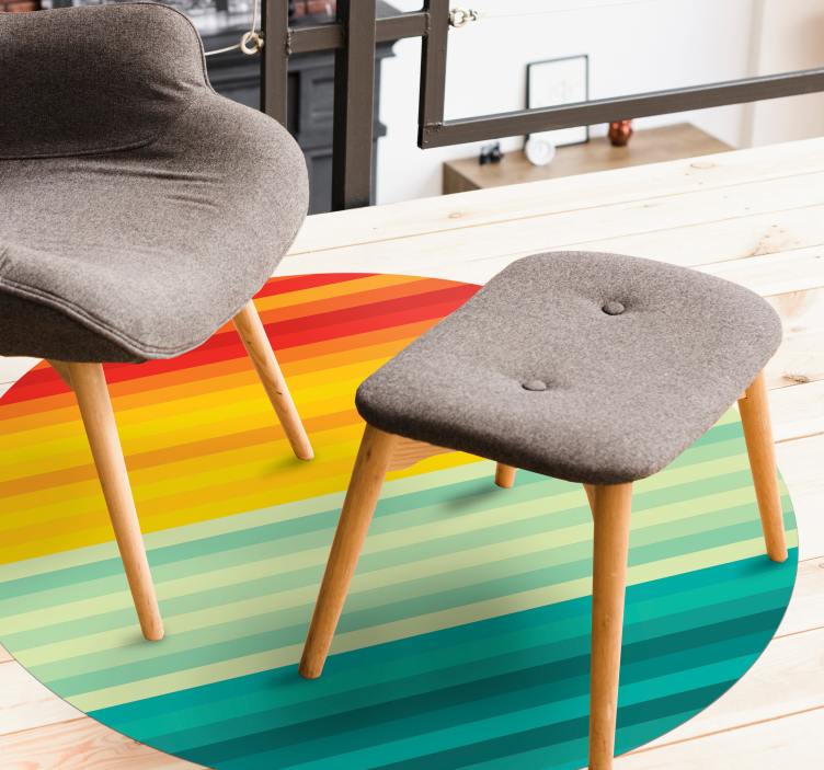 Tapis vinyle rayures cercle de rayures arc-en-ciel - TenStickers
