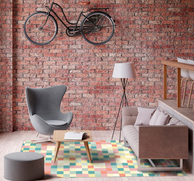 Tapis vinyle rayures grille multicolore - TenStickers