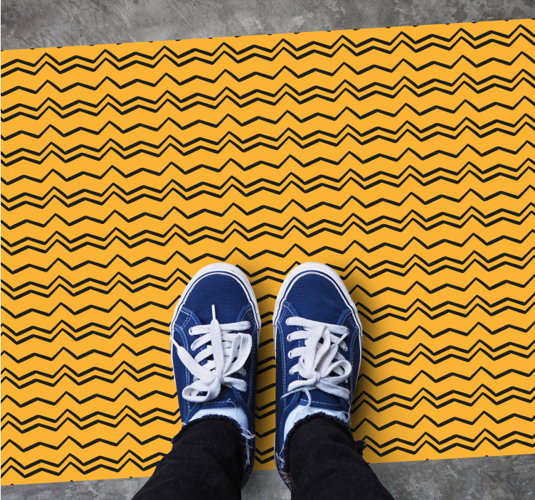 Tapis vinyle rayures motif en zigzag vibrant - TenStickers