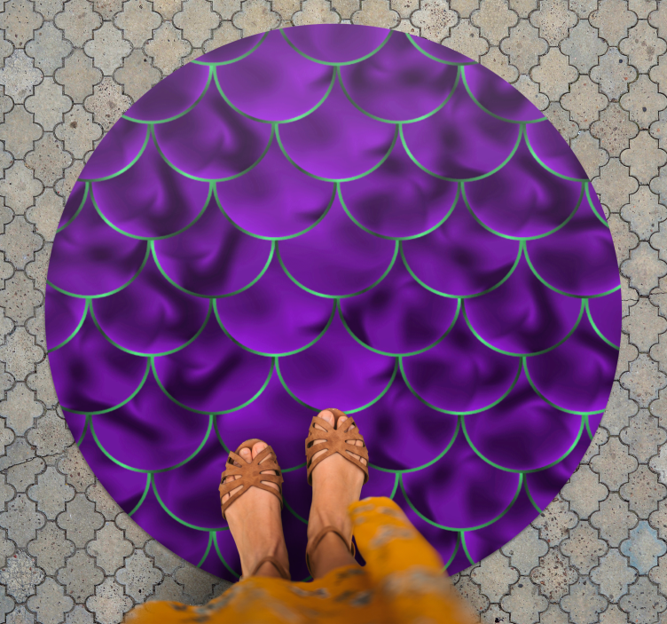 Tapis vinyle rond motif écaille violet - TenStickers