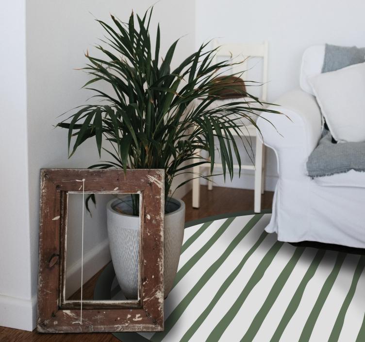 Tapis vinyle rond arrangement à rayures vertes - TenStickers