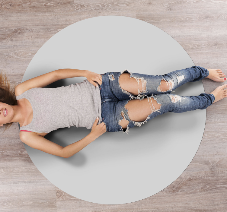 Tapis vinyle rond forme grise - TenStickers