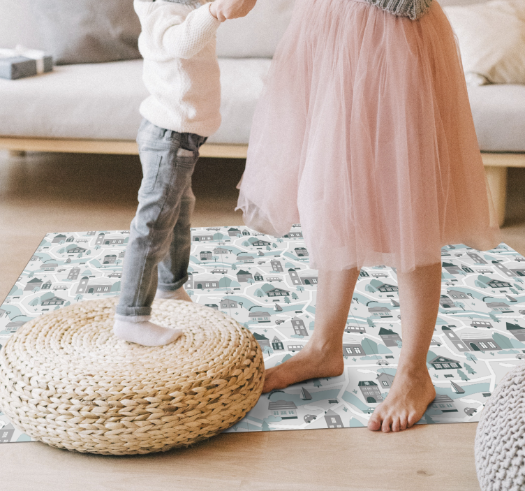 Tapis vinyle route charmante scène de village - TenStickers