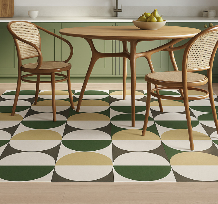 Tapis vinyle salle à manger motif circulaire du milieu du siècle - TenStickers