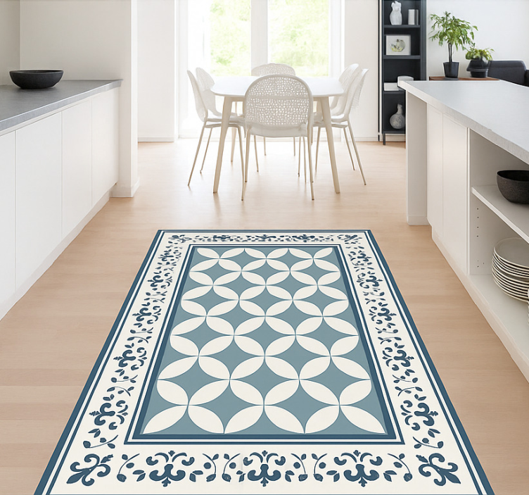 Tapis vinyle salle à manger motif de tuile quadrilobe - TenStickers