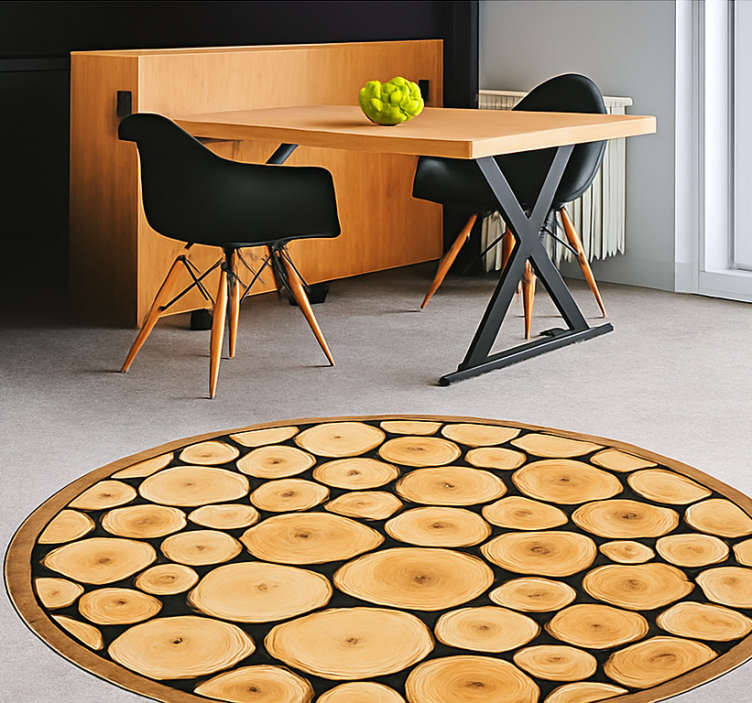 Tapis vinyle salle à manger tranche de bois naturel - TenStickers