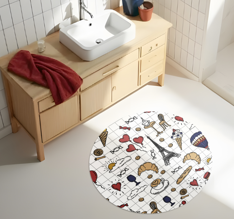 Tapis vinyle salle de bain design parisien minimaliste - TenStickers