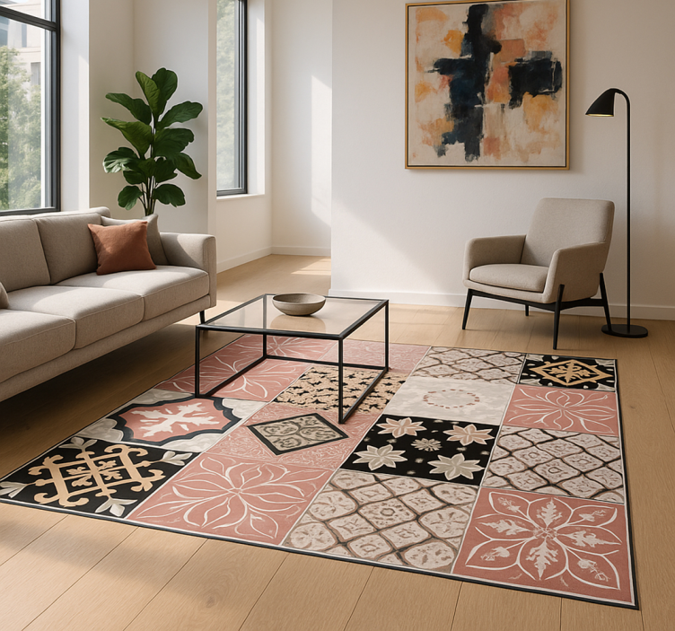 Tapis vinyle salon ciment rose - TenStickers
